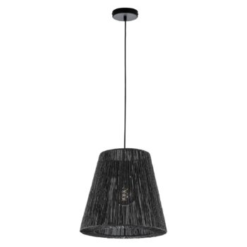 Lanové závesné svetlo z papiera, čierne, Ø 38 cm