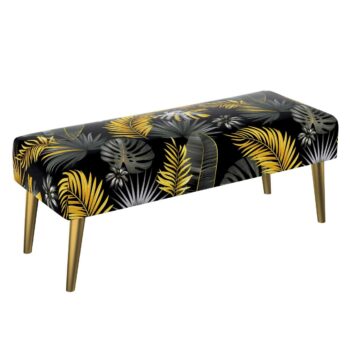 Lavica Velvet, grå-guld blade på en sort baggrund, 100 x 40 x 40 cm, Velvet, 185-81