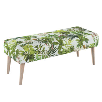 Lavica natural, zeleno - červené rastliny na bielom podklade, 100 x 40 x 40 cm, Tropical Island, 143-69