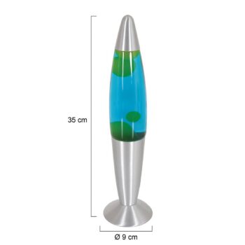 Lávová lampa Volcan 3116, oceľ, zeleno-modrá kvapalina, E14