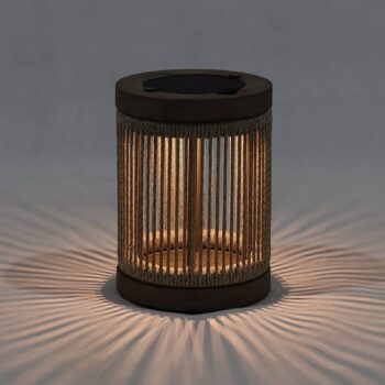 Les Jardins LED solárna stolová lampa Rop&Strip, sivá/béžová