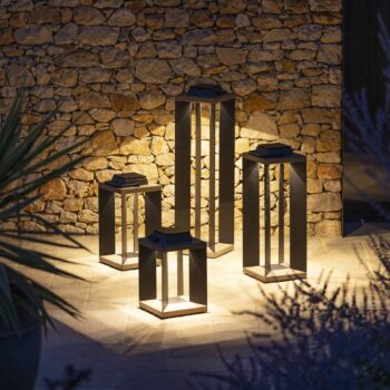 Les Jardins LED solárny lampáš Teckalu, sivý/čierny, 60 cm