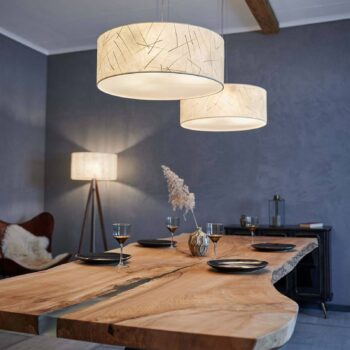LeuchtNatur Discus závesná lampa 55cm listy biela