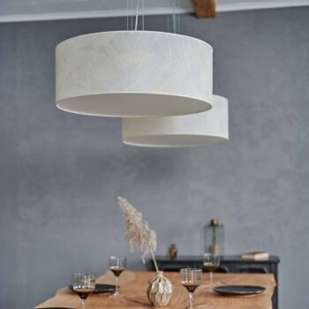 LeuchtNatur Discus závesná lampa 55cm listy biela