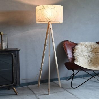 LeuchtNatur Ligno stojaca lampa, limba/listy biela