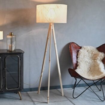 LeuchtNatur Ligno stojaca lampa, limba/listy biela