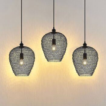 Lindby Benja závesná lampa, 3-plameňová, čierna