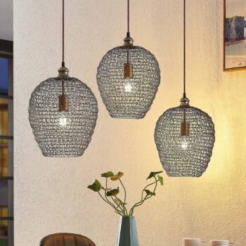 Lindby Benja závesná lampa, 3-plameňová, mosadz