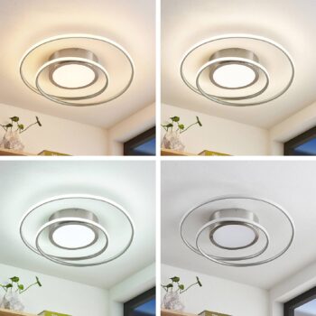 Lindby Bovia stropné LED, CCT, stmievateľné, nikel