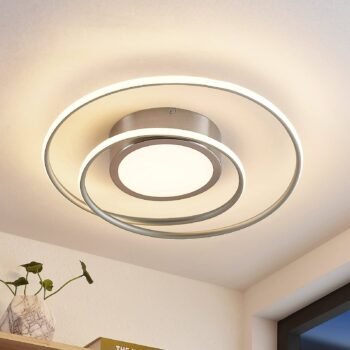 Lindby Bovia stropné LED, CCT, stmievateľné, nikel