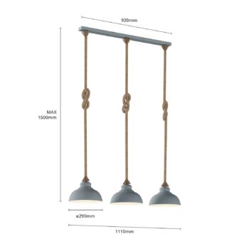 Lindby Chaby závesná lampa betónový vzhľad, 3-pl.