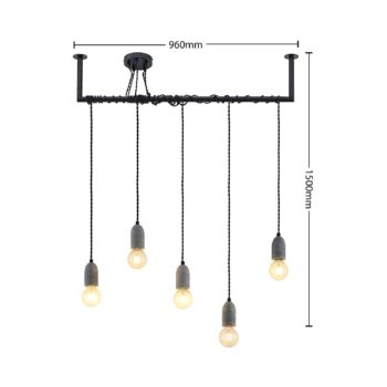 Lindby Doravio závesná lampa s objímkami z betónu