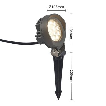 Lindby Emar LED svetlo s hrotom do zeme tmavosivá