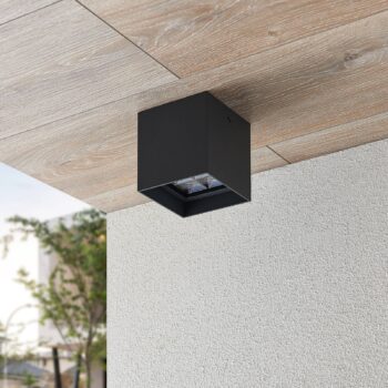 Lindby Eveta LED stropné svietidlo, 10 cm, antracitová farba, hliník, IP65