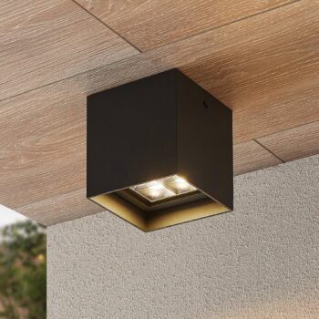 Lindby Eveta LED stropné svietidlo, 10 cm, antracitová farba, hliník, IP65