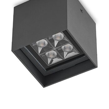 Lindby Eveta LED stropné svietidlo, 10 cm, antracitová farba, hliník, IP65
