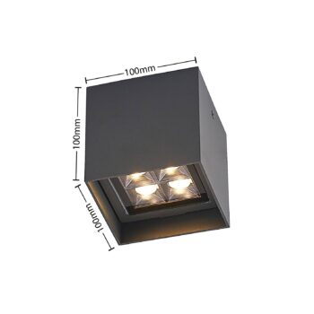 Lindby Eveta LED stropné svietidlo, 10 cm, antracitová farba, hliník, IP65