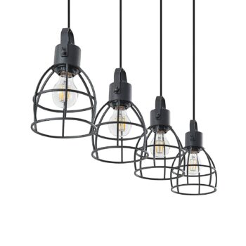 Lindby Flintos závesná lampa, 4-plameňová, čierna