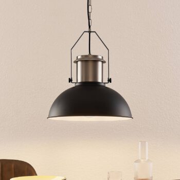 Lindby Freitjof závesná lampa čierna/niklová matná