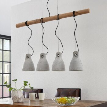 Lindby Grima závesná lampa betón štvorplameňový