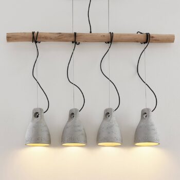 Lindby Grima závesná lampa betón štvorplameňový