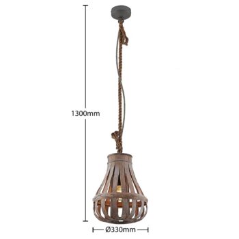 Lindby Haruno závesná lampa z ratanu, 33 cm
