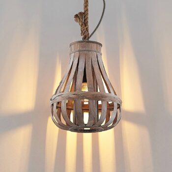 Lindby Haruno závesná lampa z ratanu, 33 cm