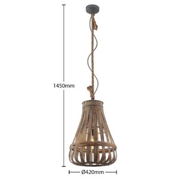 Lindby Haruno závesná lampa z ratanu, 42 cm