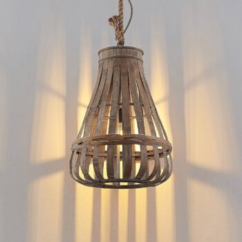 Lindby Haruno závesná lampa z ratanu, 42 cm