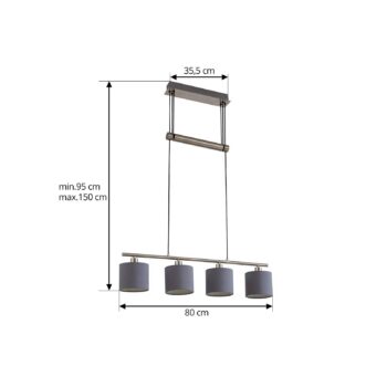 Lindby Jorin závesná lampa, sivá