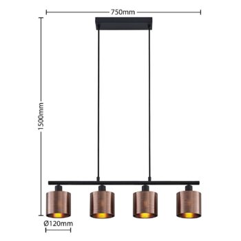 Lindby Joudy závesná lampa, 4-pl., bronz tmavý