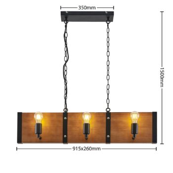 Lindby Kamilja závesná lampa do jedálne, drevo
