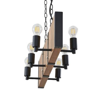 Lindby Kamilja závesná lampa do jedálne, drevo