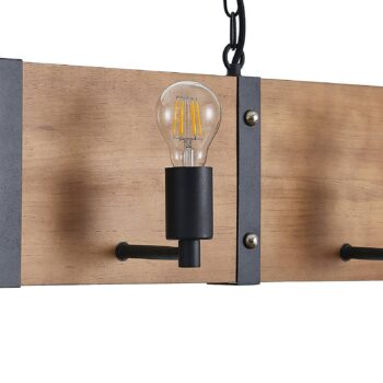 Lindby Kamilja závesná lampa do jedálne, drevo