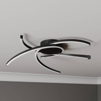 Lindby Katris stropné LED svietidlo 58 cm, čierne
