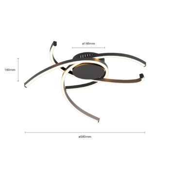 Lindby Katris stropné LED svietidlo 58 cm, čierne