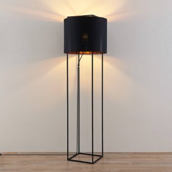 Lindby Kesta textilná stojaca lampa, rám 4 tyče