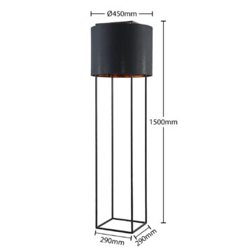 Lindby Kesta textilná stojaca lampa, rám 4 tyče