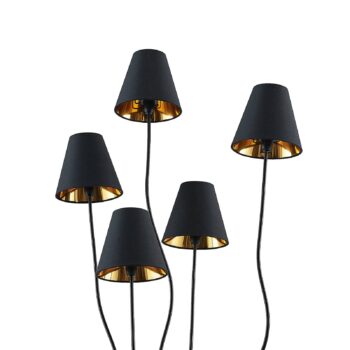 Lindby Komalie stojaca lampa, 5-plameňová, čierna
