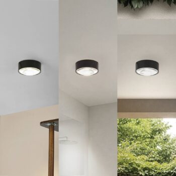 Lindby LED-Downlight Siaka, čierna, kov, Ø 5 cm, IP65
