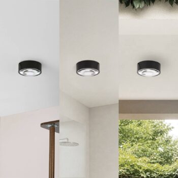 Lindby LED-Downlight Siaka, čierna, kov, Ø 5 cm, IP65