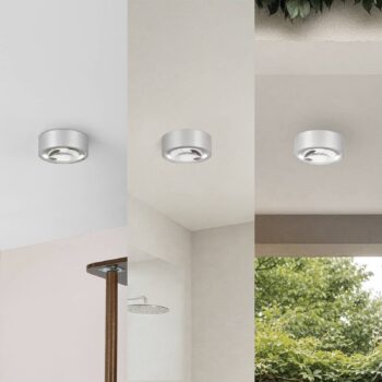 Lindby LED-Downlight Siaka, sivá, kov, Ø 5 cm, IP65