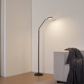 Lindby LED akumulátorová stojaca lampa Elvyn, čierna, nastaviteľná