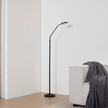 Lindby LED akumulátorová stojaca lampa Elvyn, čierna, nastaviteľná