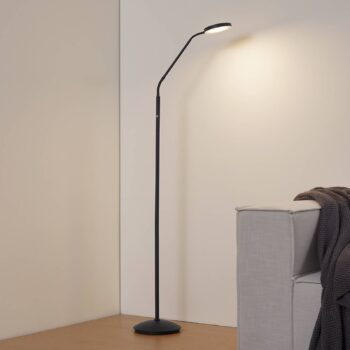 Lindby LED akumulátorová stojaca lampa Elvyn, čierna, nastaviteľná