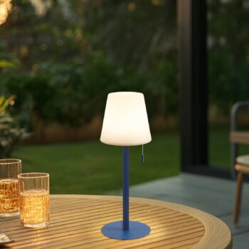 Lindby LED dobíjacia lampa Azalea blue hliník CCT výškovo nastaviteľná