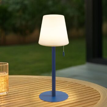 Lindby LED dobíjacia lampa Azalea blue hliník CCT výškovo nastaviteľná
