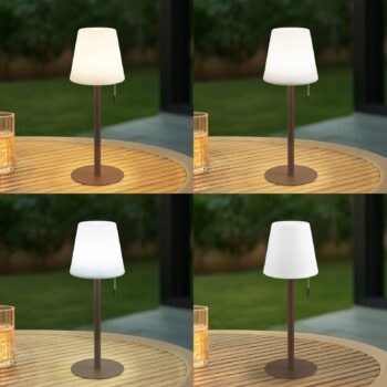 Lindby LED dobíjacia lampa Azalea čierna hliníková CCT výškovo nastaviteľná