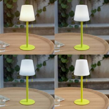 Lindby LED dobíjacia lampa Azalea žltá hliník CCT výškovo nastaviteľná
