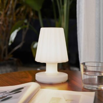 Lindby LED dobíjacia stolná lampa Jovem, biela, plast, RGB